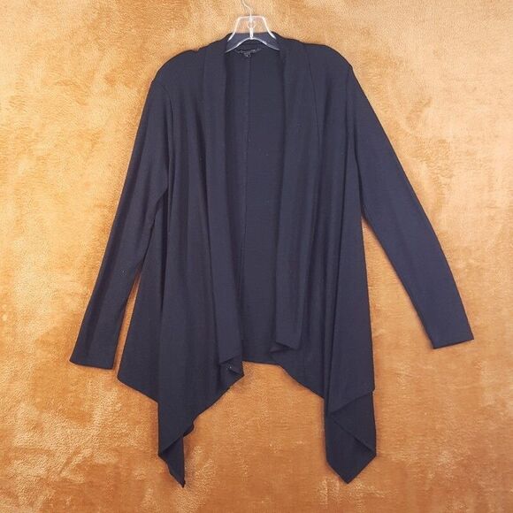 BANANA REPUBLIC Sweater Womens Small Black Cardigan Draped Cascading Open Knit - Picture 1 of 6